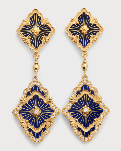 Shop Buccellati Opera Tulle Pendant Earrings In Blue With Diamonds And 18k Yellow Gold In 05 Yellow Gold