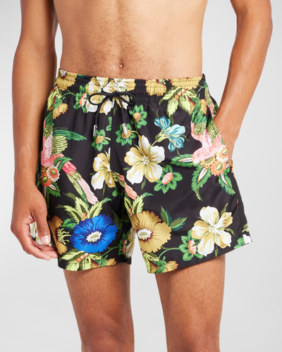 Shop Etro Men's Floral-print Swim Trunks