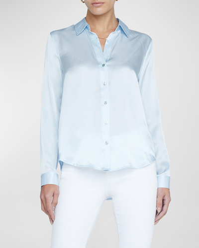 Shop L Agence Tyler Long-sleeve Blouse In Ice Water