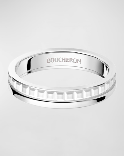 Shop Boucheron Quatre 18k White Gold Double White Edition Band Ring