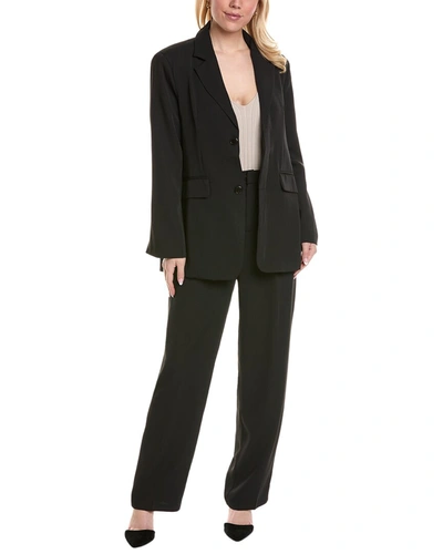 Shop Beulah 2pc Wool-blend Blazer & Pant Set In Black