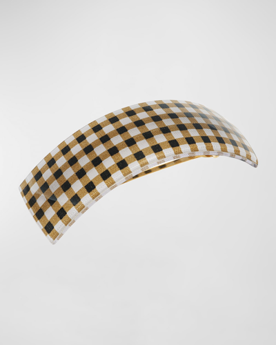 Shop France Luxe Rectangle Volume Barrette In Whiskey Check