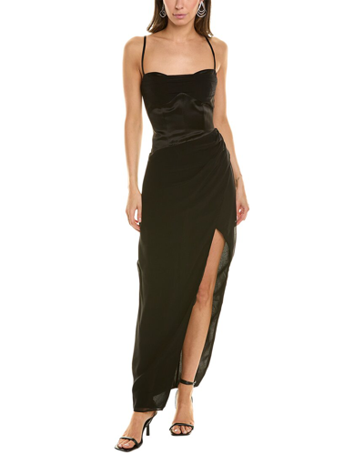 Shop Nicholas Solara Silk-blend Gown In Black