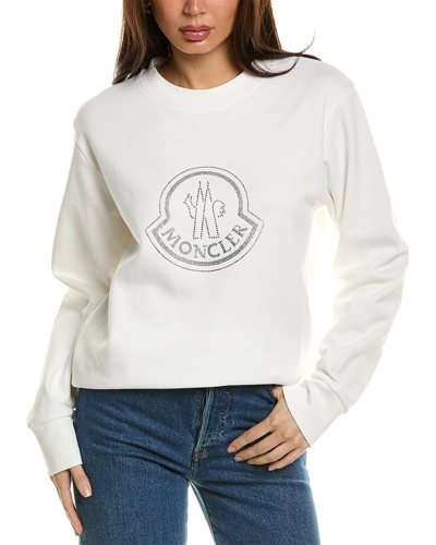 Shop Moncler Crystal Logo Sweatshirt In White
