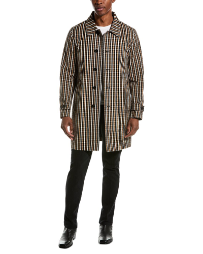 Shop Tod's Check Raincoat In Brown