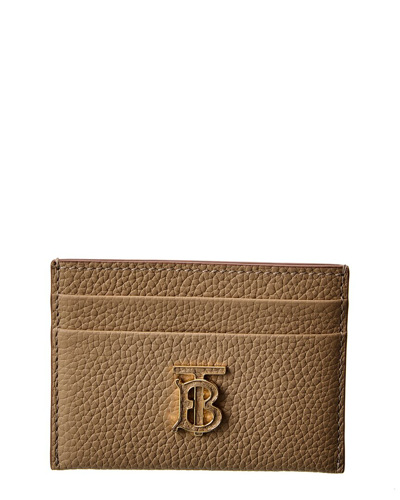 Shop Burberry Tb Leather Card Holder In Beige