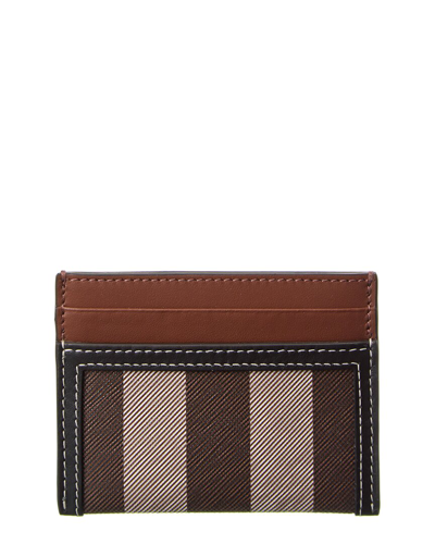 Shop Burberry Vintage Check E-canvas & Leather Card Case In Brown