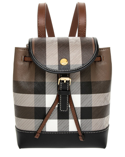 Shop Burberry Canvas & Leather Micro Backpack In Brown