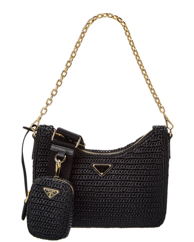 Shop Prada Re-edition Mini Raffia Shoulder Bag