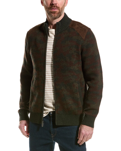 Shop Brooks Brothers Camo Military Full Zip Wool Jacket In Green