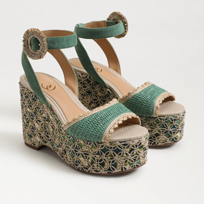 Shop Sam Edelman Amber Platform Wedge Sandal Turquoise Green Suede