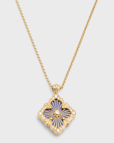 Shop Buccellati Opera Tulle 18k Gold Blue Enamel Diamond Pendant Necklace In 05 Yellow Gold