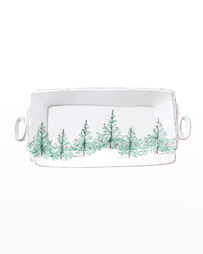 Vietri Lastra Holiday Handled Rectangular Platter