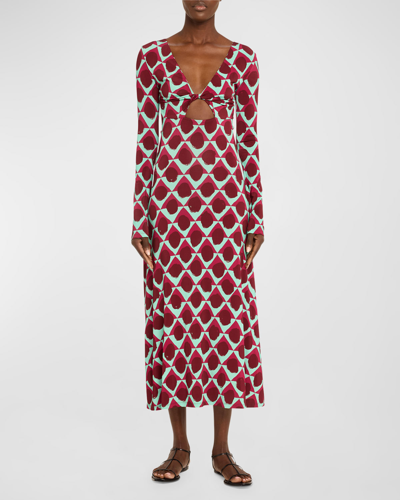 Shop Johanna Ortiz Sixties Valiente Gaucha Twisted Cutout Midi Dress In Sixties Bianchini