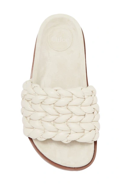 Shop Chloé Kacey Braided Leather Slide Sandal In Eggshell