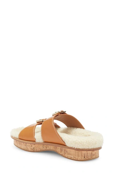 Shop Chloé Marah Genuine Shearling Slide Sandal In Tan