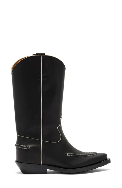 Chloé Nellie Texan Boot Black Size 10 100% Calf-skin Leather In Black