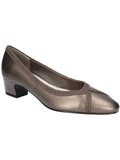 Shop Easy Street Myrtle Womens Faux Leather Comfort Insole Pumps In Silver