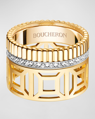 Shop Boucheron Quatre 18k Yellow Gold Radiant Openwork Ring In 05 Yellow Gold