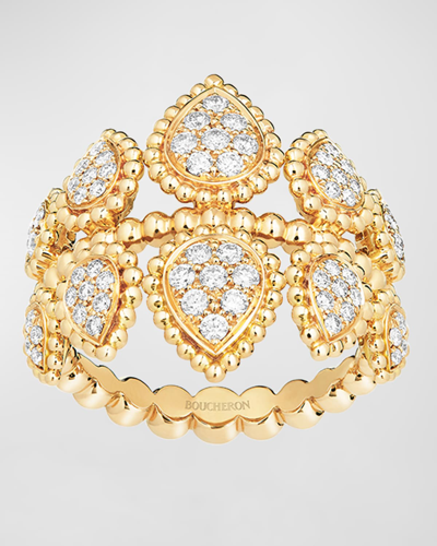 Shop Boucheron Serpent Bohème 18k Yellow Gold Diamond Crown Ring In 05 Yellow Gold