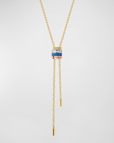 Shop Boucheron Tricolor 18k Gold Quatre Blue Ceramic And Diamond Necklace In 35 Mixed Metal