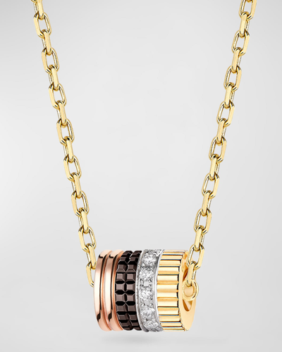 Shop Boucheron Yellow, Pink And White Gold Quatre Small Diamond Pendant Necklace In 35 Mixed Metal