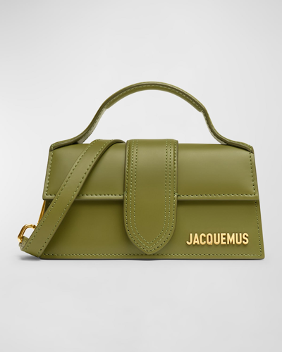 Shop Jacquemus Le Bambino Leather Crossbody Bag In Khaki