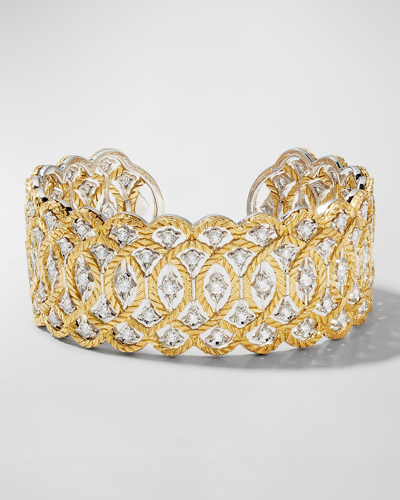Shop Buccellati Two-tone Gold Diamond "etoilee" Bracelet In 05 Yellow Gold