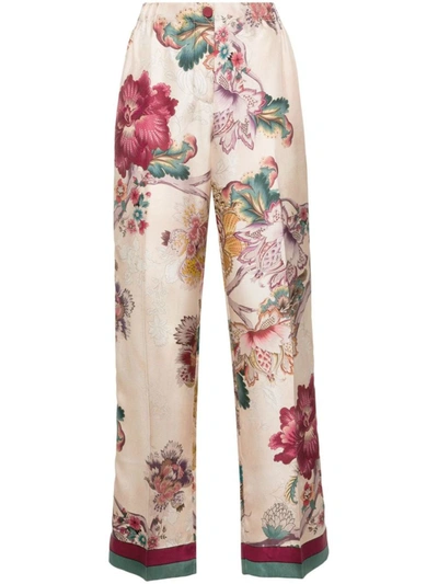Shop F.r.s. - For Restless Sleepers Printed Silk Trousers In Pink