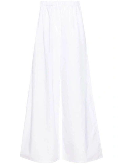 Shop Max Mara Wide-leg Cotton Trousers In White