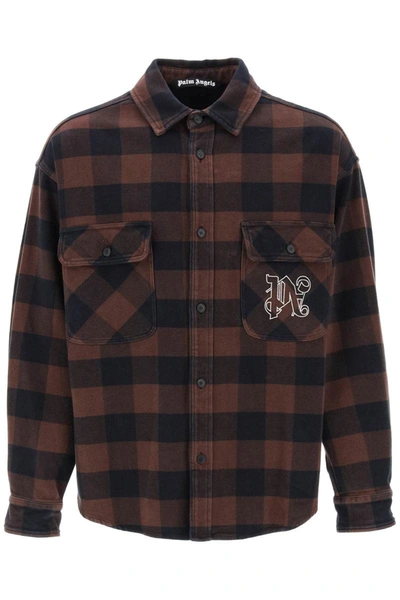 Shop Palm Angels Flannel Overshirt With Check Motif In Multicolor