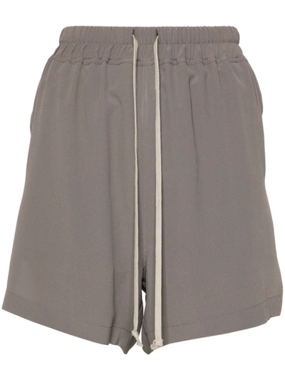 Shop Rick Owens Silk Blend Shorts In Dove Grey