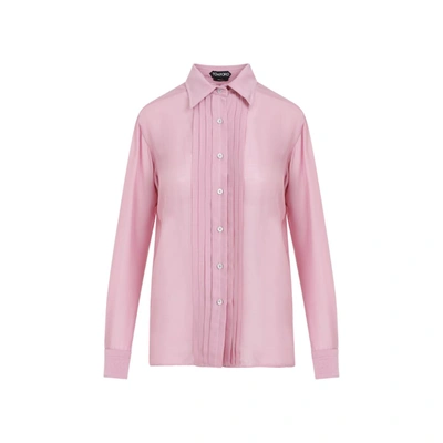 Shop Tom Ford Silk Batiste Shirt In Pink & Purple