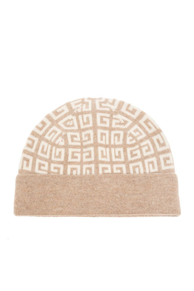 Shop Givenchy 4g Monogrammed Knit Beanie In Beige