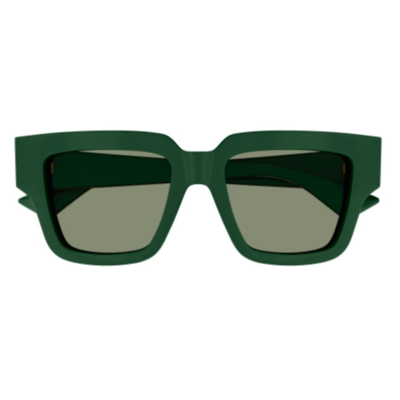 Shop Bottega Veneta Eyewear Rectangle Frame Sunglasses In Green