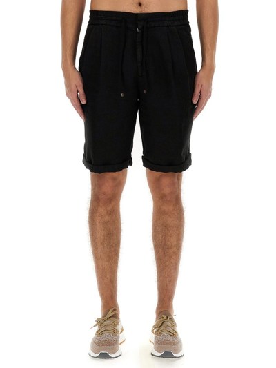 Shop Brunello Cucinelli Elasticated Knee High Shorts In Black