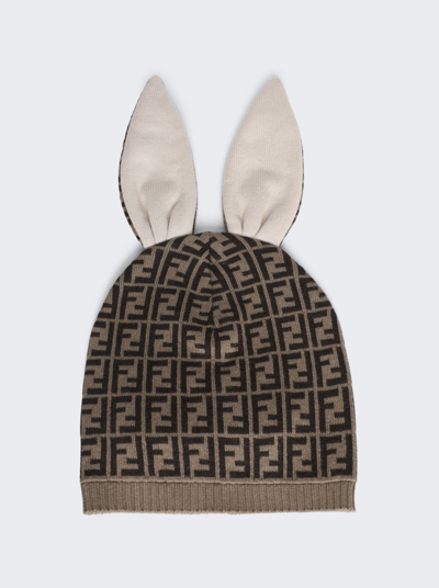Shop Fendi Baby Bunny Ears Hat In Marrone