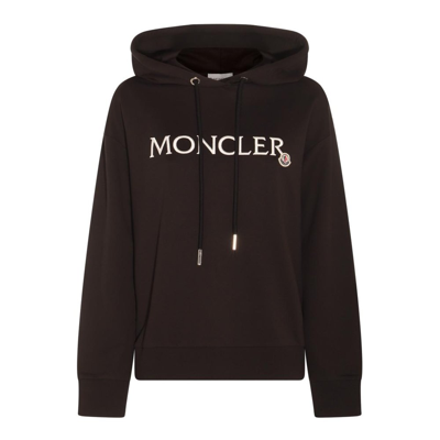 Shop Moncler Logo Embroidered Drawstring Hoodie In Black