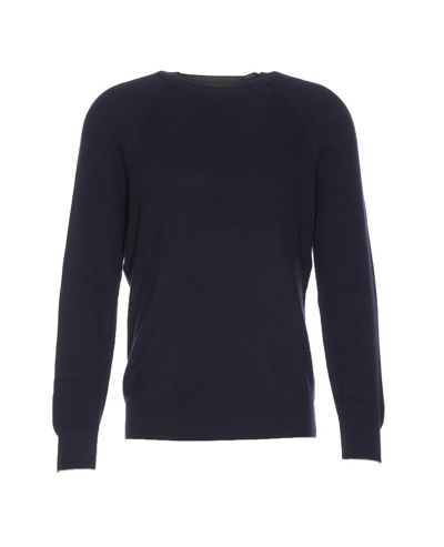 Shop Brunello Cucinelli Ribbed Crewneck Sweater In Blue