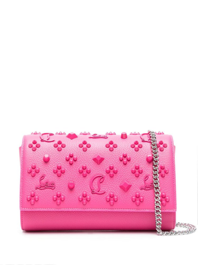Shop Christian Louboutin Paloma Foldover Top Clutch Bag In Pink