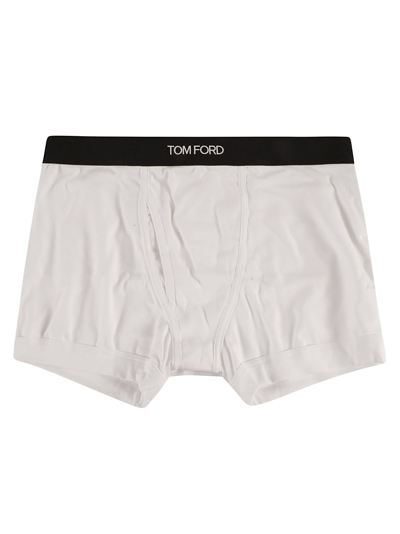 Shop Tom Ford Logo Waist Plain Boxer Shorts In White