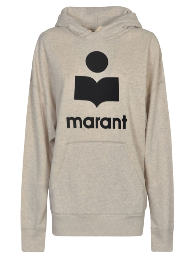 Shop Marant Etoile Logo Print Hoodie In Ecru