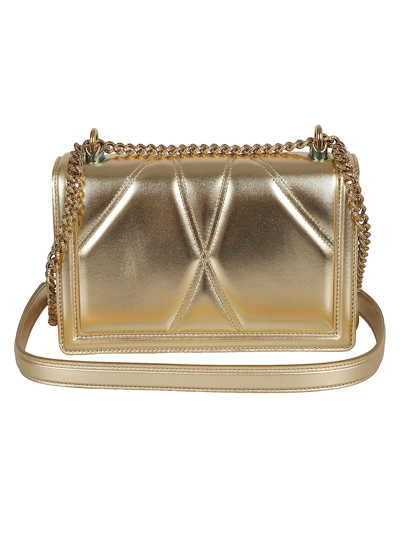 Shop Dolce & Gabbana Devotion Quilted Shoulder Bag In Gold