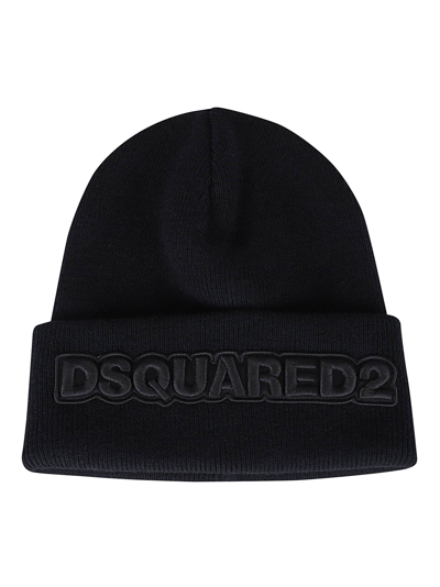 Shop Dsquared2 Logo Embroidered Beanie In Black