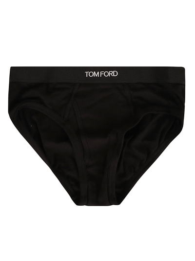 Shop Tom Ford Logo Waist Briefs In Black