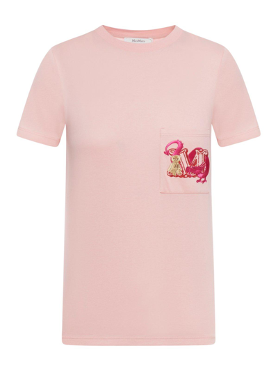 Shop Max Mara Logo Embellished Crewneck T-shirt In Rosa
