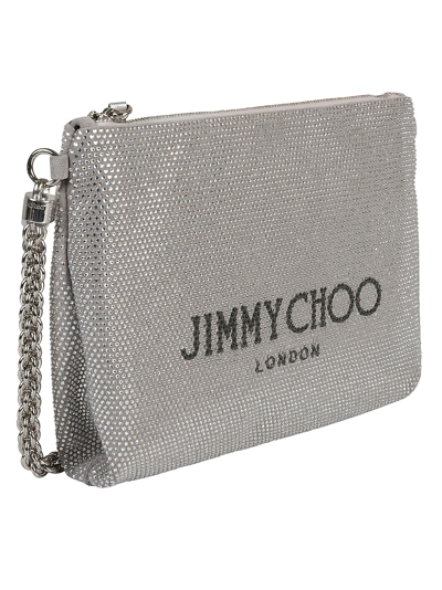Shop Jimmy Choo Calle Shoulder Bag In Silver/black