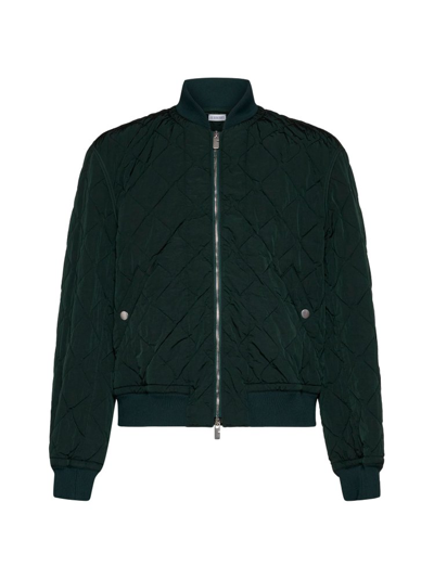 Shop Burberry Long Sleeved Quilted Zip In Green
