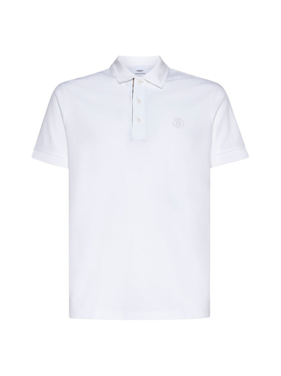 Shop Burberry Logo Embroidered Short Sleeved Polo Shirt In White