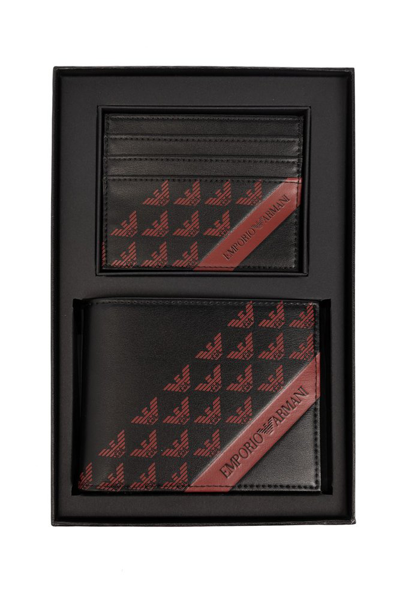 Shop Emporio Armani Wallet Card Holder Set In Black